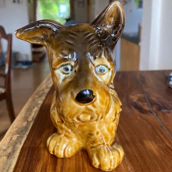 Gold Castle Porcelain Terrier Scotty Ceramic DOG Tea Candle Incense Holder Brown - Picture 3 of 10